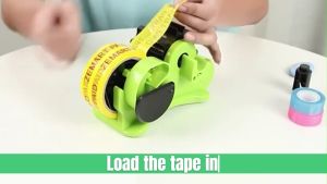 (PRINTING VIEW) 35mm Auto-Cut Tape Cutter Dispenser Green/Pink Tape Holder