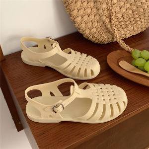 Summer Fashion Student Womens Sandals Flat Bottom Woven Roman Style Beach Holiday Vacation Fairy Wind Anti-slip Hollow out Design