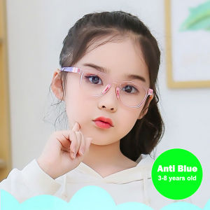 IMPALA FL1023W Kids Anti Blue Light Computer Glasses Boys Girls Eyeglasses Elastic Silicone Frame 100% Anti-UV Lens Protect Childrens Eyesight for 3-8 Years Old Kids