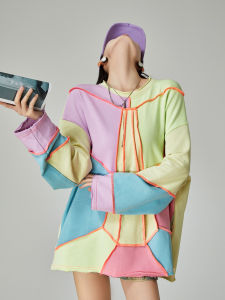 Dopamine Colored Patchwork Thin Sweater