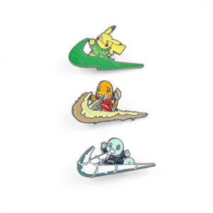 Bandai | Bộ 3 Trâm Cài Anime - Pikachu & Squirtle Lướt Sóng Mạ Men Huy Hiệu Kim Loại Dùng Trang Trí Quần Áo & Ba Lô Quà Tặng Trang Sức Cosplay Vui Nhộn