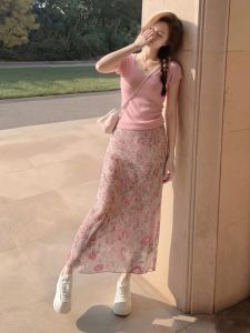 SHANGSHA | Stylish and Elegant Summer Vacation Pink Dress Set