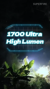 SUPERFIRE ไฟฉาย A20 ไฟฉายยุทธวิธี 20W พลังสูง ความสว่า งสูงสุด Type - C ชาร์จไฟแบบพกพาได้แบบพกพากันน้ำสำหรับการตั้งแคมป์เดินป่า