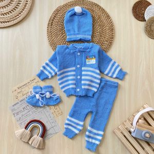 Setelan Jaket Rajut Bayi 0-6 Bulan Set Rajut Free Kupluk dan Sarung Kaki