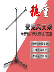 Wireless Mic Stand Desktop Retractable Wired Microphone Stand Stage Performance Floor Stand Broadcast K-Song Triangle Stand