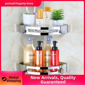 JUNHUIDA | No-Drilling Corner Bathroom Shelving Unit