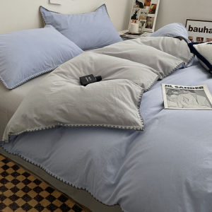 Ins Style Water Washed Cotton Bedding Set Shell Edge