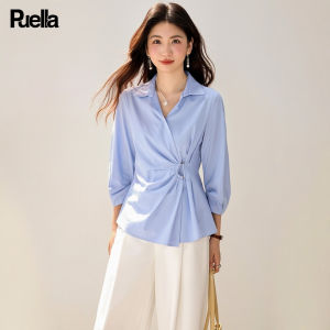 puella | Irregular Polo Collar Long Sleeve Slim Fit Blouse