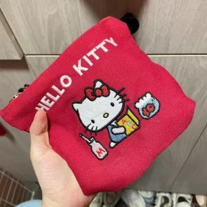 Sanrio Hello Kitty Cartoon Cosmetic Bag Kitty Cat Zipper Embroidery Outdoors Travel Storage Bags Cute Kawaii Cosmetic Bag Gifts