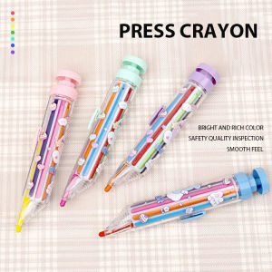 ✨Xinder✨ 8-in-1 Rotating Multi-color Crayons Children Press Type Colorful Crayons Graffiti Creative Crayons Non-Toxic Generic Crayons Arts & Crafts School Supplies