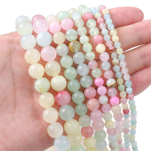 4/6/8/10mm Natural Stone Beads Macarons Colors Jade Synthetic Round Loose Spacer Beads For Necklace Bracelet DIY Jewelry Making 15"（38cm）