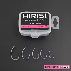 Hirisi Carp Fishing Hooks 50pcs - PTFE Coated High Carbon Steel Barbed Hooks (Model 8011 Boxed)