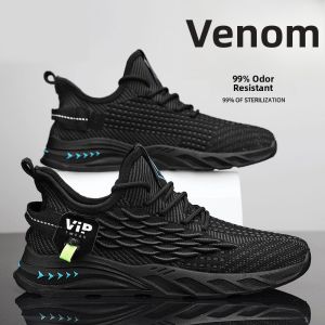 Mens Breathable Anti-Odor Running Shoes Spring 2025 Thin Mesh Soft Bottom Anti-Slip Versatile Black Casual Fashion Sneakers