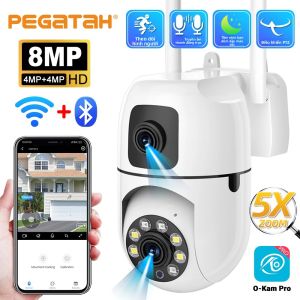Camera Giám Sát WIFI 8MP Với Ống Kính Kép Camera IP Không Dây Màn Hình Kép Zoom Kỹ Thuật Số 5X Tầm Nhìn Ban Đêm Màu Sắc Cho Trong Nhà/ngoài Trời