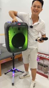 Loa Bluetooh Karaoke NDR 102B - Loa Đèn Led Cực Đẹp 7 Chế Độ Âm Thanh Mạnh Mẽ Trầm Ấm Kết Nối Bluetooth USB TF AUX TWS Đi Kèm Chân Loa Có Led RGB Và Micro Không Dây Đa Năng