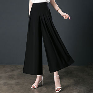 Korean Version High-Quality Elastic High Waisted Chiffon Wide leg Pants for Spring and Summer Womens Loose Straight Leg Pants