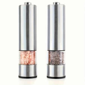 2Pcs Stainless Steel Electric Pepper Grinder Spices Sea Salt Kitchen Outdoor Barbecue Seasoning Coarser Adjustment Cooking Tools
