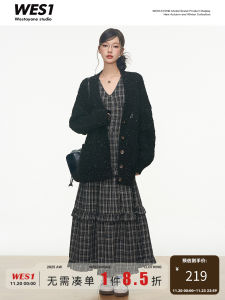 Westayone Grey Loose Color Dot Sweater Cardigan Womens New Arrival Autumn Winter V-neck Long Sleeve Casual Style Dress