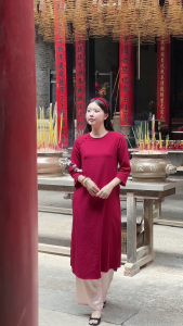 Áo dài cách tân nữ thích hợp đi chơi lễ tết kiểu truyền thống Châu Hoa Miều Est.2013