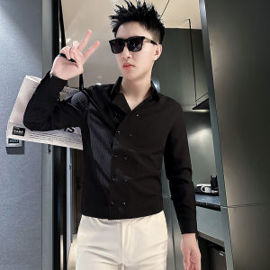 Mens Long Sleeve Shirt Trendy Double Buttoned Top New Autumn Fashion Brand Cotton Fabric Iron Free Casual Youth Style