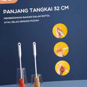 Sikat Pembersih Botol Silikon BONBOX Silicone Brush Gagang Panjang 32 cm