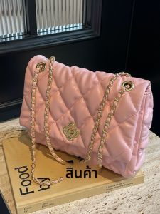 กระเป๋าสะพายข้างทรงสี่เหลี่ยมปั้นหยกแฟชั่นสำหรับผู้หญิง สายโซ่สะพายไหล่ กระเป๋าถือแบบมีซิป วัสดุ PU สำหรับเดินทางในช่วงฤดูใบไม้ผลิและฤดูร้อน