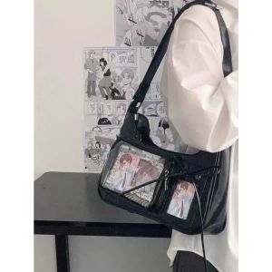 Y2k Harajuku Shoulder Bag Women Korean Transparent Ita Bag School Crossbody Bag Female Japanese Designer Preppy Handbag Purse
