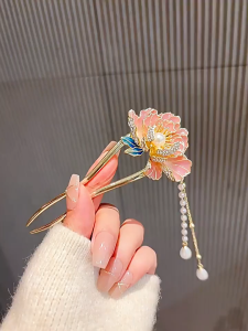 Hot Sale FunFindsS Tua Hanfu tóc đũa headpieces U hình dạng ngọc trai hoa tóc ngã ba kẹp tóc phụ kiện tóc phong cách Trung Quốc tóc dính Đảng