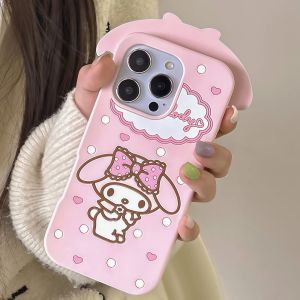 Sanrio | Cute Melody Polka Dot Bow Soft Silicone Phone Case For iPhone 15 14 16 13 17 12 Pro Max Plus 6 7 8 Plus Shockproof Cartoon Cover