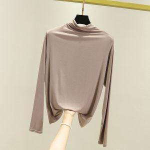 Modal Slim Fit All-Match Pile Collar Thin Long Sleeve T-shirt