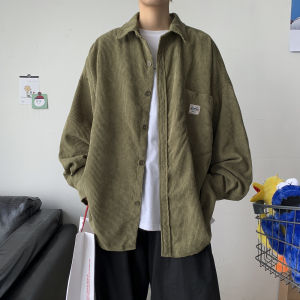 2026 New Autumn Loose Style Men Corduroy Shirts Harajuku Korean Loose Style Long Sleeve Vintage Streetwear Overshirt M-3XL
