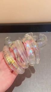 Fantasy Acrylic Geometric Irregular Open Bracelet for Women Chunky Wide Thick Transparent Cuff Bangles Trendy Jewelry Gifts M