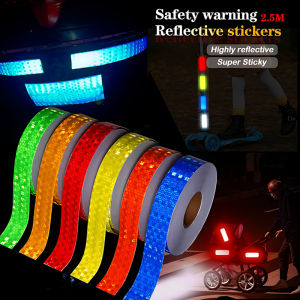 2.5cmx2/5/9M Reflective Car Stickers Outdoor Waterproof Warning Tapes White Red Fluorescent Yellow Reflectors Safety Strip