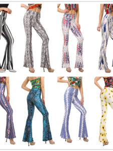 Womens Slim Fit Versatile Flared Pants High Waist Long Leggings Casual Trousers Fashionable Bell Bottoms Summer 2025
