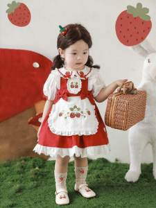 YOEHYAUL | French Style Cute Strawberry Embroidery Baby Girl Dress