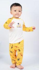 Bộ tay dài cài chéo Arich vải sợi tre Petit mềm mát phối hình in ngộ nghĩnh cho bé trai bé gáibộ quần áo trẻ em(6 tháng đến 6 tuổi)