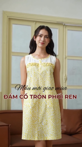 Đầm cổ tròn viền bèo mặc nhà JUBBIE - 50103