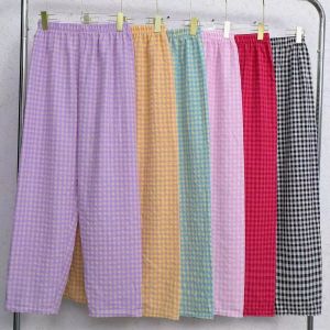 Nữ Mùa Hè Kẻ Sọc 9 Điểm Quần Tây Thoáng Khí Mỏng Co Giãn Pyjama Quần Dành Cho Nữ Sinh Viên Mặc Nhà