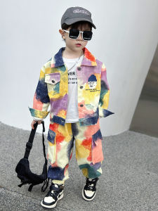 Bộ Đồ Hai Mảnh Thời Trang Xuân Thu Cho Bé Trai Bộ Đồ Trẻ Em Thường Ngày Bằng Vải Cotton in Họa Tiết Hoa Văn Mùa Xuân 2025