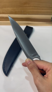 มีดแล่พร้อมซอง ปลายแหลมด้ามสแตนเลส สันหนา4มิล พกพาสะดวก ใช้งานครัวทำอาหาร พาพาเข้าป่าแค้มปิ้ง