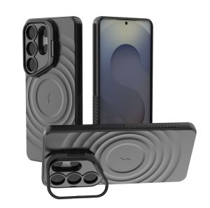 szhaiyu | Invisible Lens Stand for Magsafe Magnetic Phone Case for Samsung S25 S26 Ultra S25 Plus Round Water Ripple Soft Silicone Cover