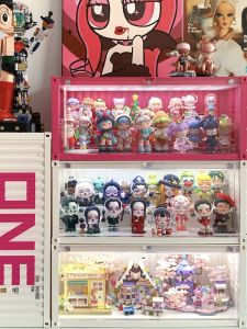 Bubbles Mart Acrylic Display Stand Storage Container Collectible Figure Showcase Long Cube Shape Magnetic Flip Cover Opening