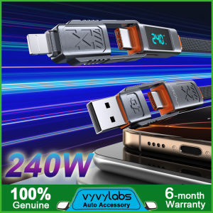 สายเคเบิล Vyvylabs 240W 4-In-1ชาร์จเร็วยูเอสบีสายเคเบิลข้อมูลชนิด C สายไลท์ PD โปรโตคอล3.1สายแม่เหล็กสำหรับ iPhone 16 15 14Pro สวิตช์แล็ปท็อปและแท็บเล็ตสูงสุด