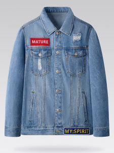 Washed Cotton Denim Jacket Simple Turn-down Collar Comfortable Spring New Style Mens Outerwear Casual Fashion Youth Trend
