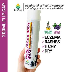 SeedPeak 3in1 [Mixed Berries] 200ML Head to Toe Natural Body Shampoo & Shower Body Wash | Dry Eczema Itchy Sensitive Rash Shower Gel | Body Shampoo | Sabun Kulit Gatal | 洗发水 | 沐浴露