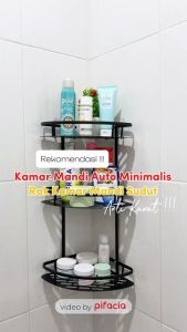 Rak Susun Kamar Mandi Hitam Tempat Sabun Shampoo Cantolan Shower Aluminum Anti Karat