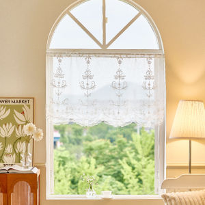 American Style Arch Door Sheer Lace Half Curtain