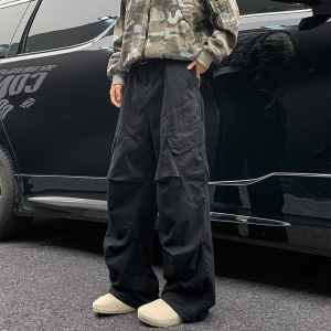 Spring Big Pocket Mens Cargo Pants Japanese Y2k Harajuku Loose Straight Wide Leg Trousers Baggy Pants Man Hip Hop Sweatpants