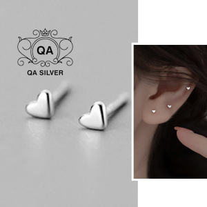 Bông tai bạc 925 trái tim nhí nam nữ khuyên nụ nhỏ S925 HEART QA SILVER Earrings EA211106