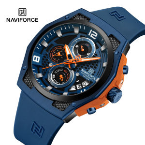 NAVIFORCE Men‘s Watches 2025 New Silicone Strap Quartz Calendar Waterproof Fashion Sport Chronograph Wristwatch for Man clock